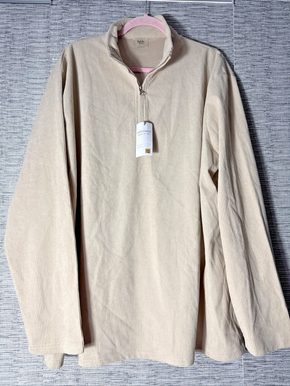 Rafello & Co Cozy Zip Sweater, Tan, Large? (See Desc)